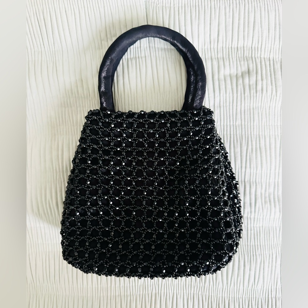 Vintage Ann Taylor Beaded Black Mini Bag